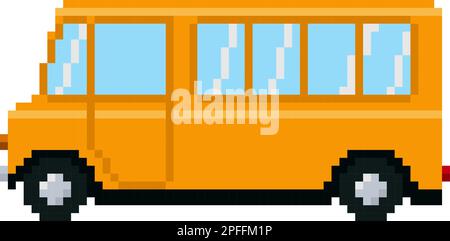 School bus pixel art. Vector illustration on a white background Stock Vector