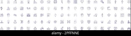 Innovation line icons signs set. Design collection of Innovate, Novel, Create, Advance, Pioneer, Breakthrough, Fresh, New outline concept vector Stock Vector