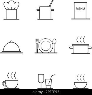 Vector restaurant outline icons set 1 Stock Vector Image & Art - Alamy