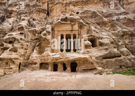 Photo of Triclinium, Little Petra, Siq al-Barid, Jordan Stock Photo