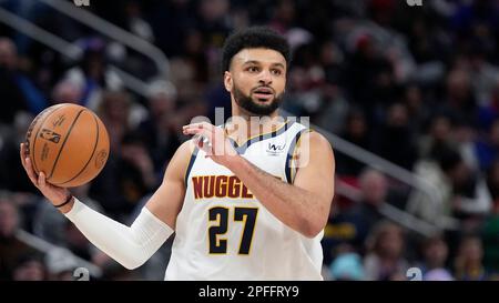 Washington, USA. 22nd Apr, 2023. WASHINGTON, DC - MARCH 22: Washington  Wizards forward Taj Gibson (67) and Denver Nuggets guard Jamal Murray (27)  clash during a NBA game between the Washington Wizards