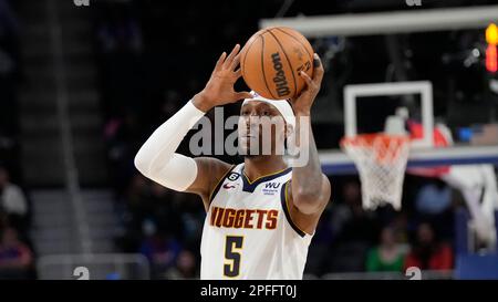 Denver Nuggets guard Kentavious Caldwell-Pope talks during a rally to ...