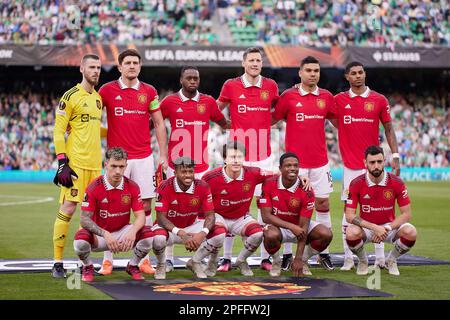 Seville, Spain. 16th Mar, 2023. The starting-11 of Manchester United for the UEFA Europa League match between Real Betis and Manchester United at Estadio Benito Villaarin in Seville. (Photo Credit: Gonzales Photo/Alamy Live News Stock Photo