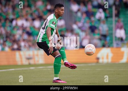 Seville, Spain. 16th Mar, 2023. Abner Vinicius (20) of Real Betis seen during the UEFA Europa League match between Real Betis and Manchester United at Estadio Benito Villamarin in Seville. (Photo Credit: Gonzales Photo/Alamy Live News Stock Photo