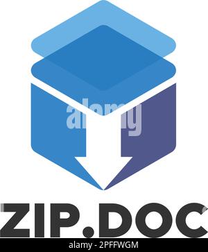 Minimalist File ZIP DOC Arrow Simple logo design Stock Vector