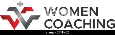 Minimalist Letter Mark WOMEN COACHING logo design Stock Vector