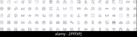 Freelance business line icons signs set. Design collection of freelance, business, contracting, outsourcing, self employment, entrepreneurship Stock Vector