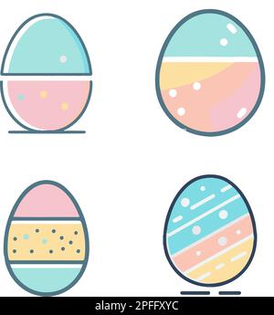 Pastel Decorated Easter Eggs Icons Stock Vector