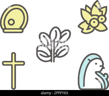 Flat Christian Easter Holiday Icons Stock Vector