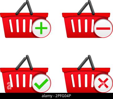 Shopping basket with different symbols, vector eps10 illustration Stock Vector