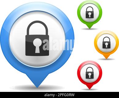 Lock icon, four colors, vector eps10 illustration Stock Vector