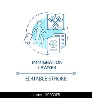 Immigration lawyer turquoise concept icon Stock Vector
