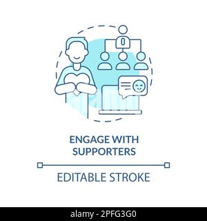 Engage with supporters turquoise concept icon Stock Vector