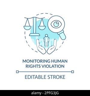 Monitoring human rights violation turquoise concept icon Stock Vector