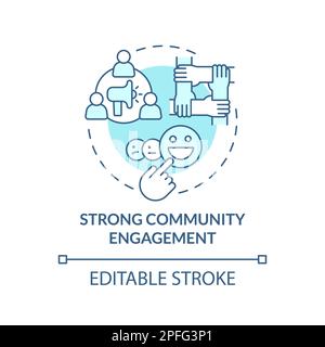 Strong community engagement turquoise concept icon Stock Vector