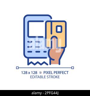 Black hand with EDC device pixel perfect RGB color icon Stock Vector