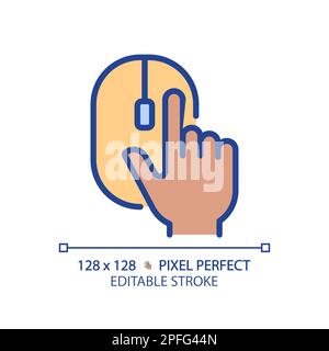 Black hand with computer mouse pixel perfect RGB color icon Stock Vector