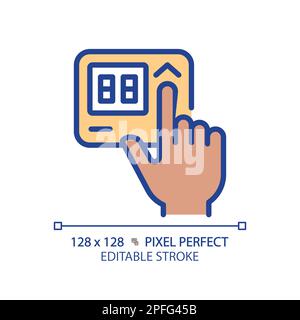 Black hand with thermostat pixel perfect RGB color icon Stock Vector