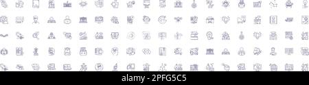 Open innovation line icons signs set. Design collection of Open, Innovation, Collaboration, Sharing, Co Creation, Knowledge, Platforms, Exchange Stock Vector