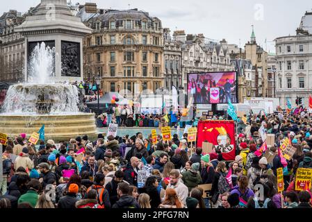 Teachers strike and rally for fair pay at Trafalgar Square, London, UK 15/03/2023 Stock Photo