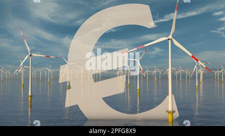 Funds (Euro) for the expansion of wind energy Stock Photo