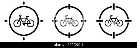 Bicycle icon in target crosshair. Focus on biking concept Stock Vector