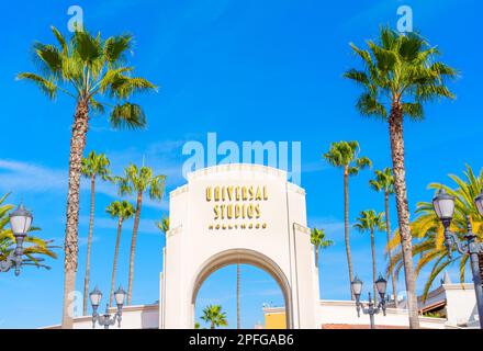 LOS ANGELES, CALIFORNIA - JANUARY 19, 2023: Universal Studios Hollywood Main Entrance Stock Photo