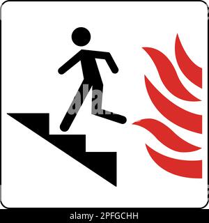 Use Stairs in Case of Fire Sign On White Background Stock Vector