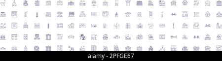 Smart building automation line icons signs set. Design collection of Smart, Building, Automation, IoT, Energy-efficiency, Voice-recognition, Sensors Stock Vector