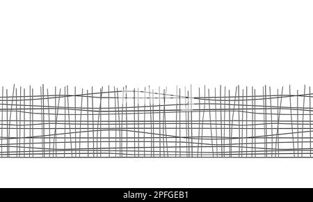 Hand drawn line freehand grid vector outline texture, horizontal border. Abstract threads vector background. Design element for banner, card, poster Stock Vector