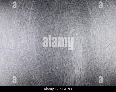 Blank silver metal, steel plate with scratchers as texture or background Stock Photo