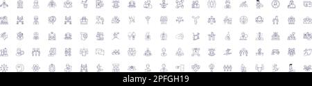 Productivity line icons signs set. Design collection of Efficiency, Performance, Quality, Output, Profitability, Optimize, Accelerate, Streamline Stock Vector