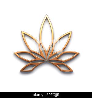 Marijuana lineal flower or cannabis leaf weed violet color style logo icon isolated on white background. 3D Render illustration Stock Photo