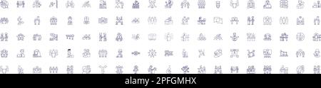 Quantum computing line icons signs set. Design collection of Quantum, Computing, Physics, Algorithm, Mechanics, Simulations, Technology, Uncertainty Stock Vector