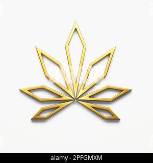 Golden 3d medical marijuana icon isolated on white background - 3D ...