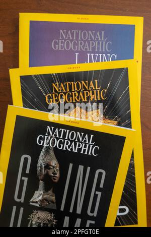 National Geographic is a monthly American magazine, United States, 2023 Stock Photo