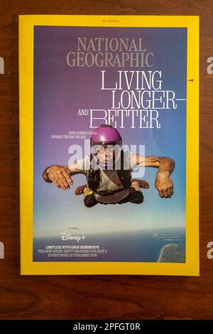 National Geographic is a monthly American magazine, United States, 2023 Stock Photo