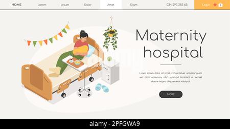 Maternity hospital - modern vector colorful isometric web banner Stock Vector