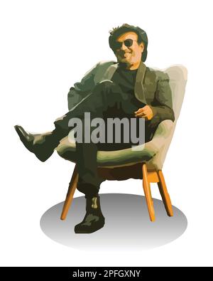 Rajinikanth (Shivaji Rao Gaikwad, Superstar, Thalaivar) Indian actor Vector Illustration image Stock Vector
