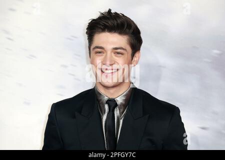 Asher Angel attends the UK special screening of 'Shazam! Fury Of The Gods' at Cineworld Leicester Square in London. Stock Photo