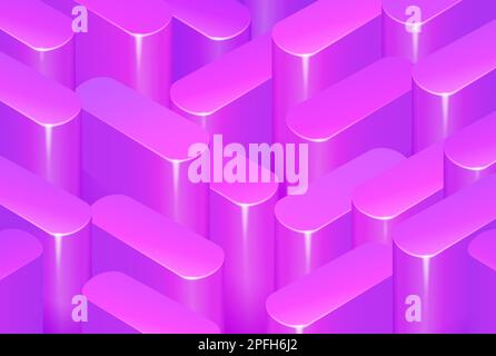 Purple and pink 3d vector object building background pattern Stock Vector