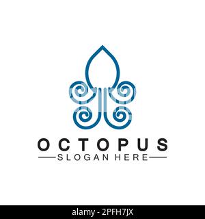Octopus simple modern line art logo design-vector illustration Stock Vector
