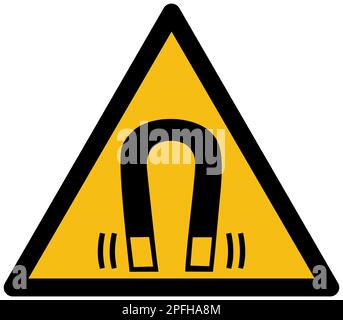 Warning sign with magnetic field symbol Stock Photo - Alamy