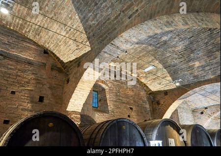 Wine cellar in the Abbey of Monte Oliveto Maggiore Stock Photo