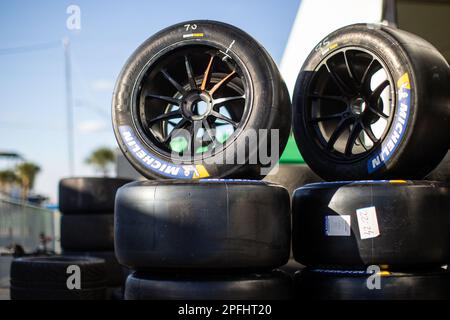 tyres, pneus during the 1000 Miles of Sebring 2023, 1st round of the 2023 FIA World Endurance Championship, from March 15 to 17, 2023 on the Sebring International Raceway in Sebring, Florida, USA - Photo Frédéric Le Floc'h / DPPI Stock Photo