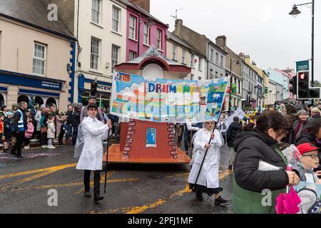 Downpatrick, UK. 17th Mar, 2023. Downpatrick UK.17th March, Saint Patrick's Day Parade There was many Colourful Floats and costumes worn during the parade which meandered through the city centre Credit: Bonzo/Alamy Live News Stock Photo