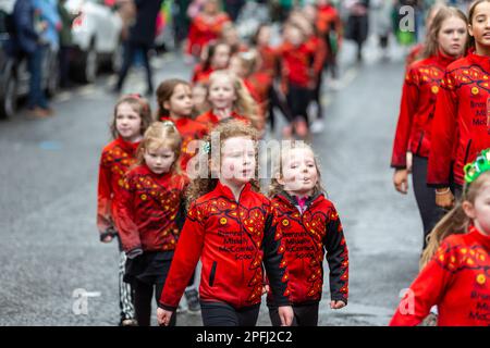 Downpatrick, UK. 17th Mar, 2023. Downpatrick UK.17th March, Saint Patrick's Day Parade There was many Colourful Floats and costumes worn during the parade which meandered through the city centre Credit: Bonzo/Alamy Live News Stock Photo