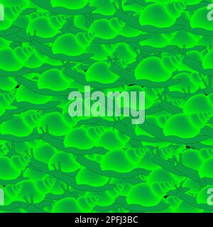 Green Snails Seamless Pattern Background Stock Vector