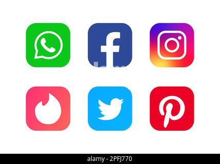 Set of social networking icons. Web design flat icons isolated on white background. Vector EPS10 Stock Vector