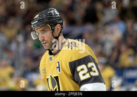 Vegas Golden Knights defenseman Alec Martinez skates during the first  period of an NHL hockey game against the Calgary Flames on Thursday, March  16, 2023, in Las Vegas. (AP Photo/Ellen Schmidt Stock